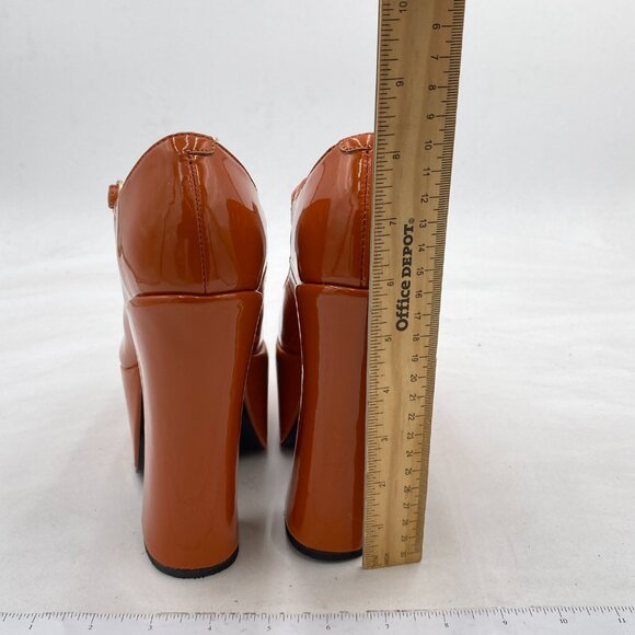 FSJ Brown Closed Toe Chunky Heel Mary Jane Platform Pumps Block Heel Dress Shoes - Picture 5 of 8